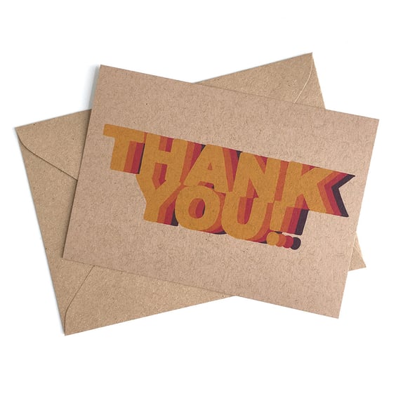 Thank You - Set Of 12 Colourful Repeat Postcard Note Cards