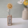 Clay Sunshine Flower in a Wood Block 'You are my Sunshine'