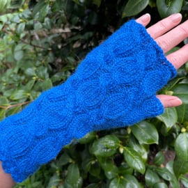 Fingerless Gloves Blue Alpaca