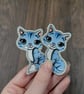 Cute Blue Tabby Cat Iron-On Patches set of 2 Iron On Decal, Embroidered Applique