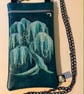 Embroidered Willow Tree Crossbody Bag – Dark Teal Vinyl - Image 1