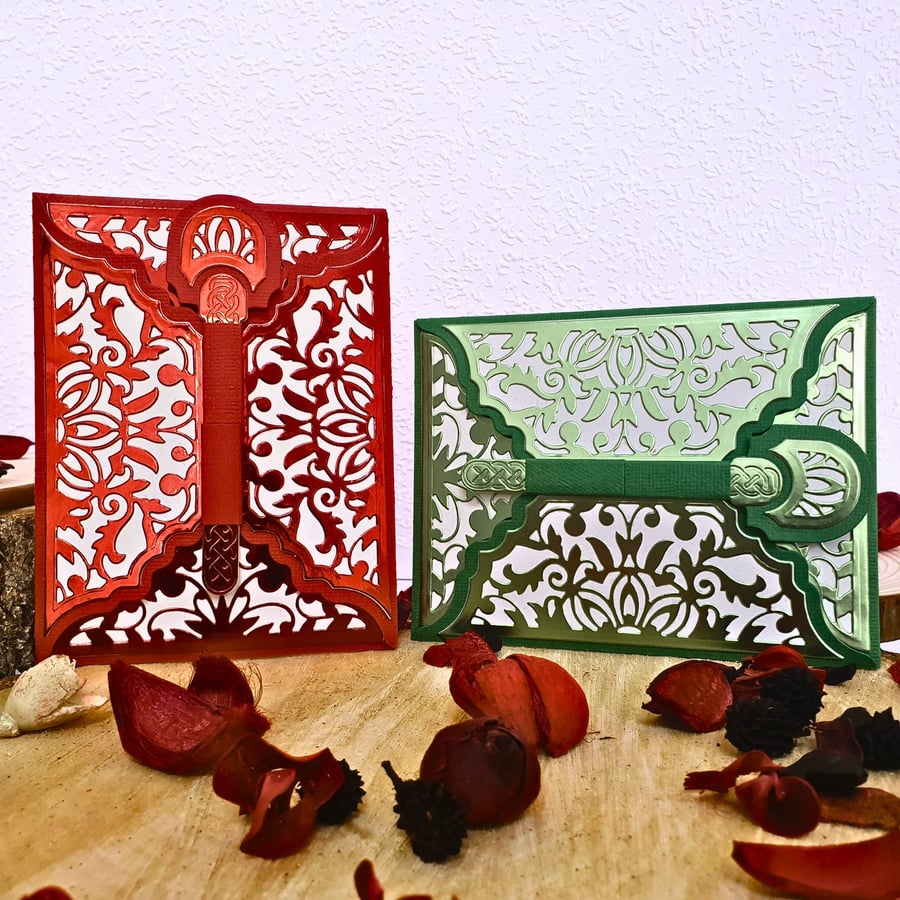Christmas Gift Card Holder Gift Voucher Holder Money Wallet, Red & Green