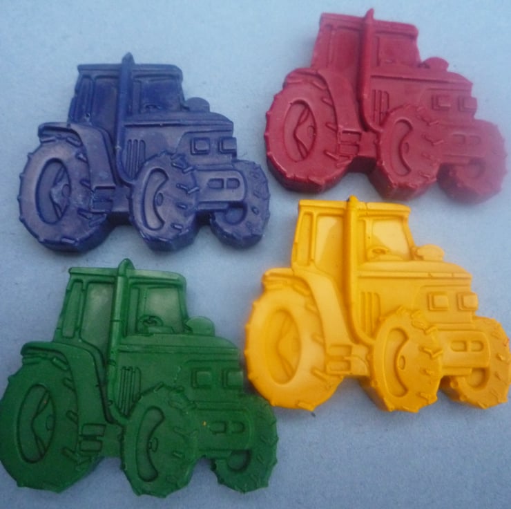 handmade novelty tractor shaped wax crayons x 6 Folksy