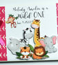 Safari birthday guest book, Wild one birthday book, pink safari birthday gift - Image 1