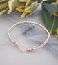 Sale-Silver and Rose Quartz heart Stretch bracelet  - Image 1