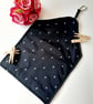 Black and silver embroidered dotty clip on pag bag. - Image 6