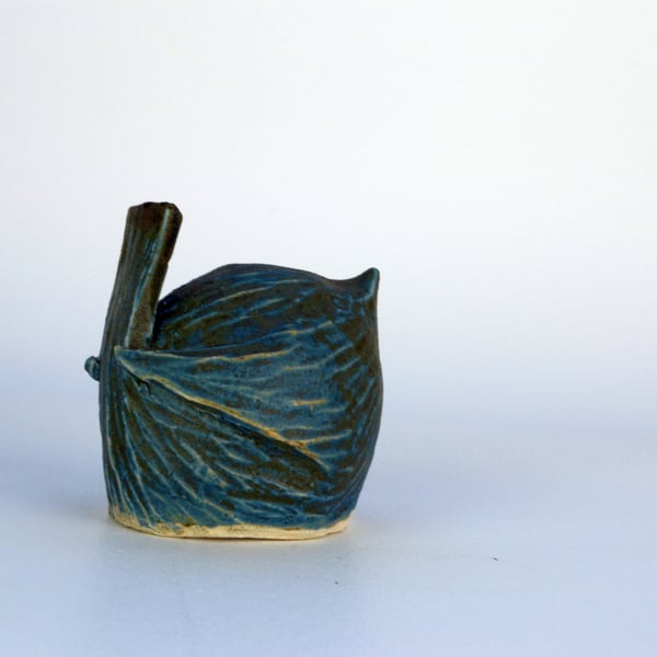 Rustic blue ceramic wren