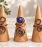 Antique Copper Spiral Ring with Blue Stone, Boho Statement Ring,  - Image 1