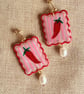 Chilli Pepper Pearl Earrings - Red and Pink