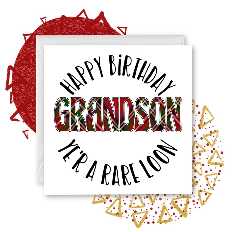 Happy Birthday Grandson Tartan Doric Greetings Card