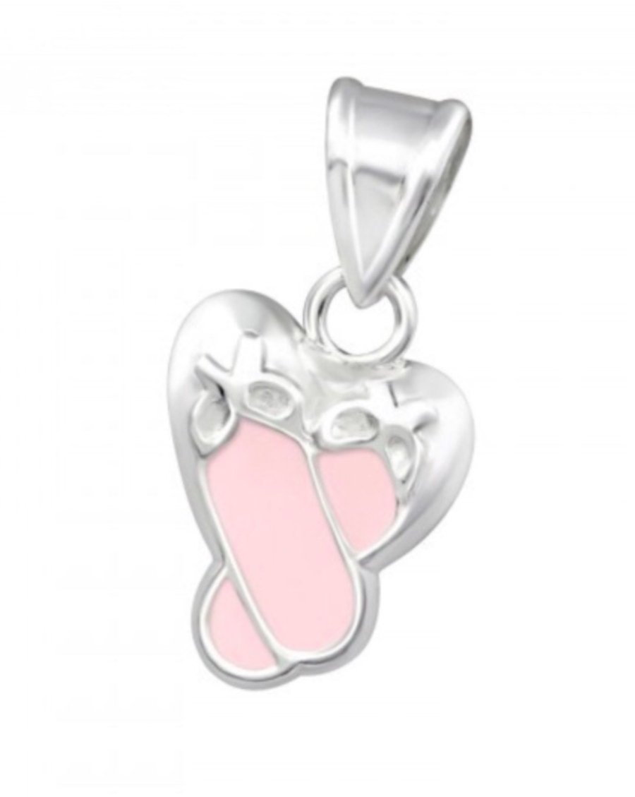 Sterling Silver & Pink Ballet Shoes Charm