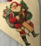 Decorated Christmas Metal Hanging Heart Decoration Vintage Santa Unusual - Image 2