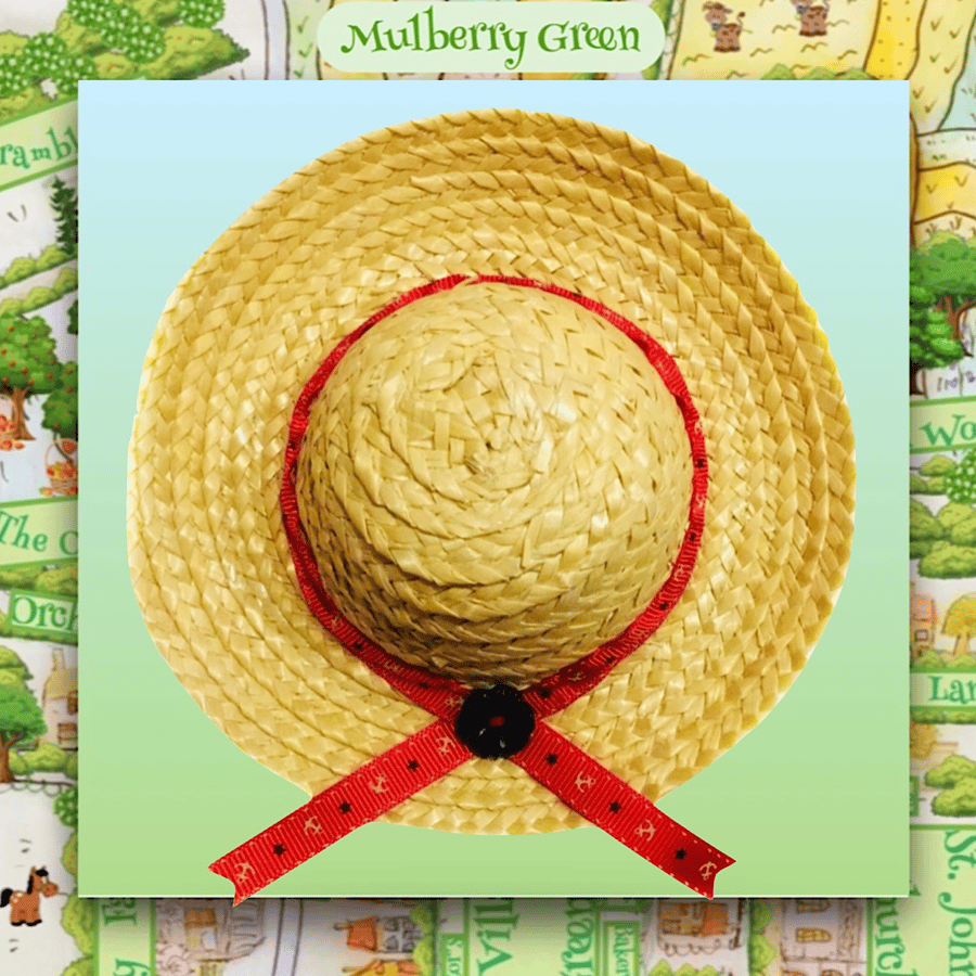 Reduced - Red Trimmed Hat to fit the Mulberry Green characters 