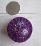 Hand Embroidered Floral Brooch on Purple Wool Felt - Image 6