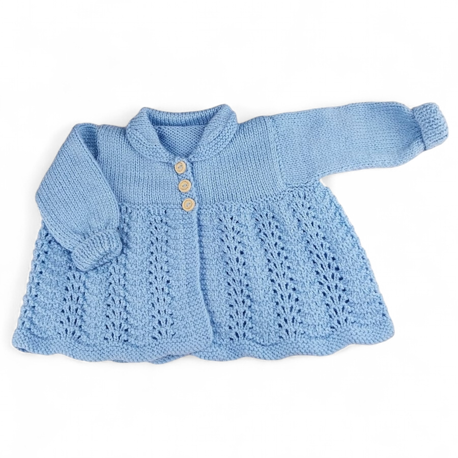 Baby boys Cardigan, Hand Knitted, Light Blue, Collared Sweater, Baby Shower 
