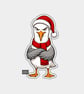 Unique Funny Christmas Sticker Xmas Decal - Grumpy Seagull In Santa Hat - Image 1