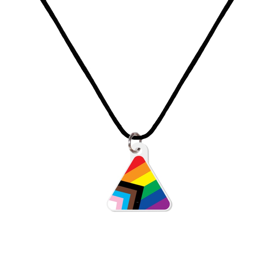 LGBT Rainbow Progress Pride Acrylic Triangle Necklace
