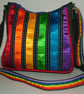 Small Navy & multi coloured Ribbon Pencil Handbag - Image 2