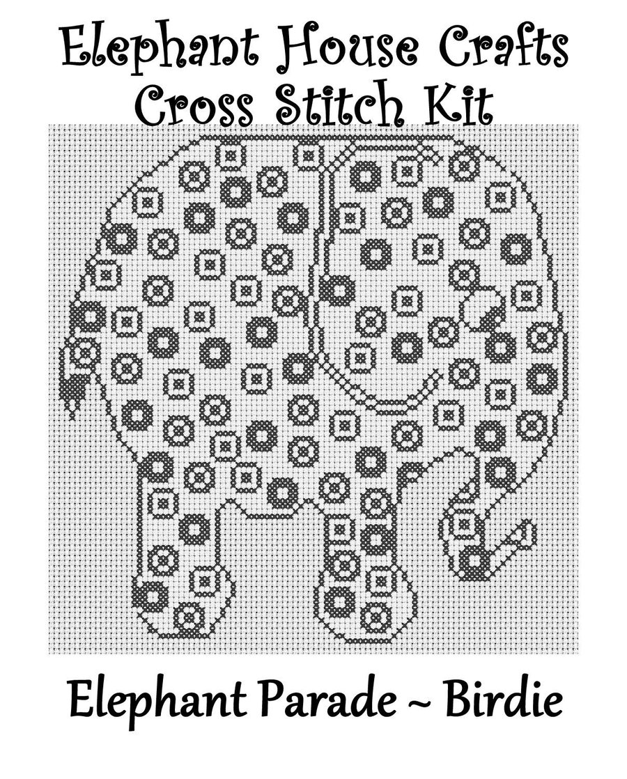 Elephant Parade Cross Stitch Kit Birdie Size Approx 7" x 7"  14 Count Aida
