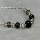 smokey grey shaded lampwork glass beaded necklace
