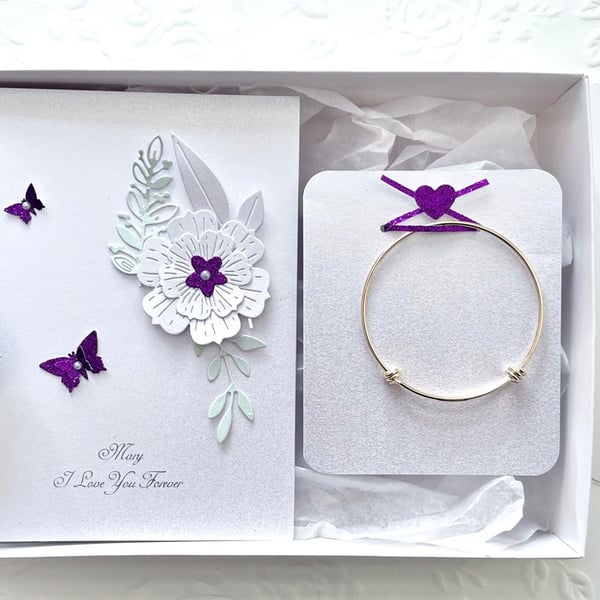 Handmade Personalised Birthday Card  & Gold Plated Earrings or Bangle