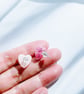 Dried flowers earrings, Floral heart earrings - Image 5