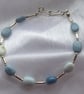 Blue Opal & Sterling Silver Beaded Bracelet - 8" long - Image 2