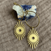 Gold celestial charm hoop earrings, brass earrings, gift for her,