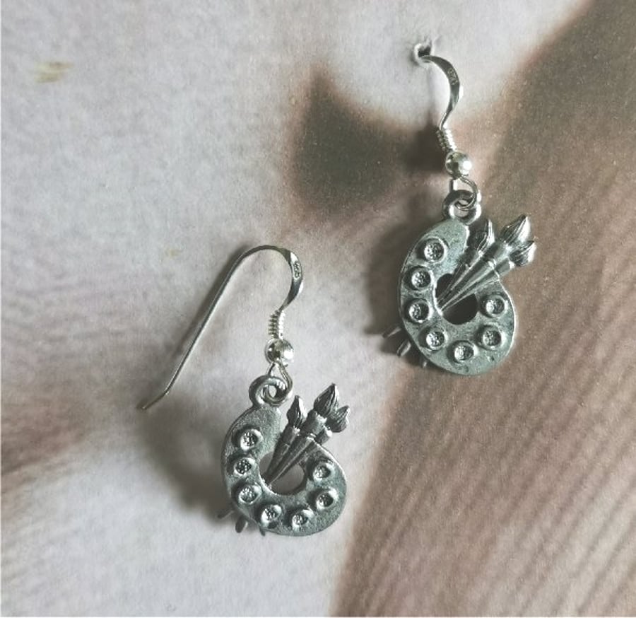 Artist Palette charm Sterling silver 925 Earrings