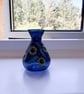 Small Blue Glass Vase Hand Painted With Sunflowers  - Image 6
