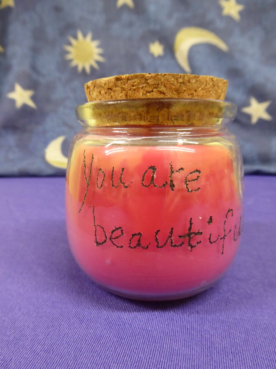 Image of Hand Engraved "You are beautiful" Soy Wax Candle