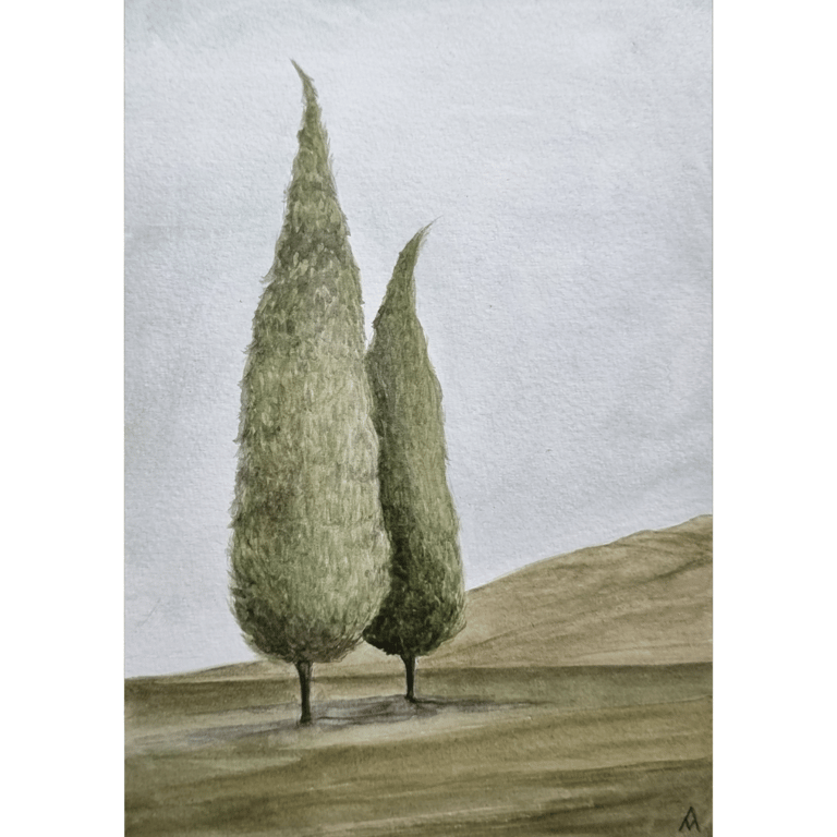 Trees In Field (Unframed) Original Watercolour Painting - A5
