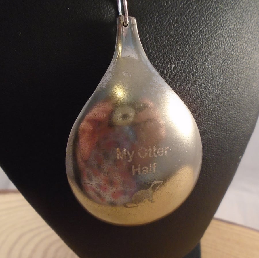Upcycled Silver Plated Spoon Necklace Engraved With My Otter Half SPN082105