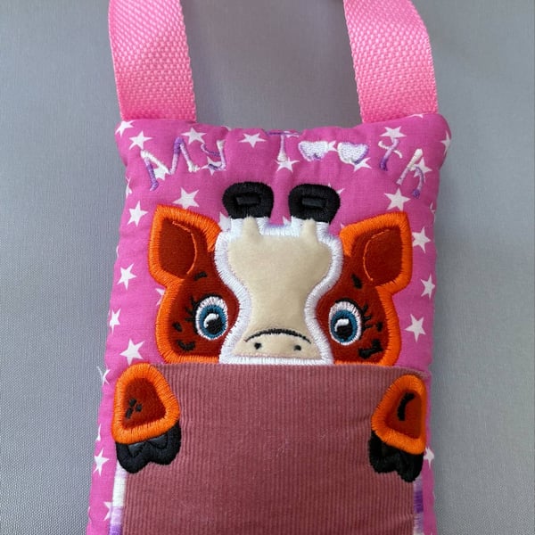  Tooth fairy Pillow, Embroidered Giraffe