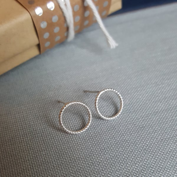 Silver Circle Studs - Minimal Earrings