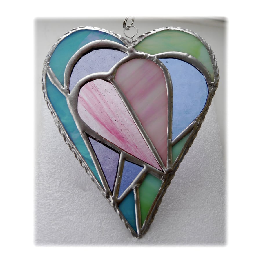 Pastel Triple Heart Stained Glass Suncatcher 001