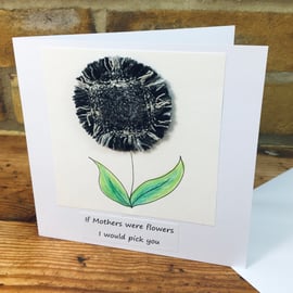 Mum card - Mother’s Day card and brooch gift set - embroidered tweed & velvet 