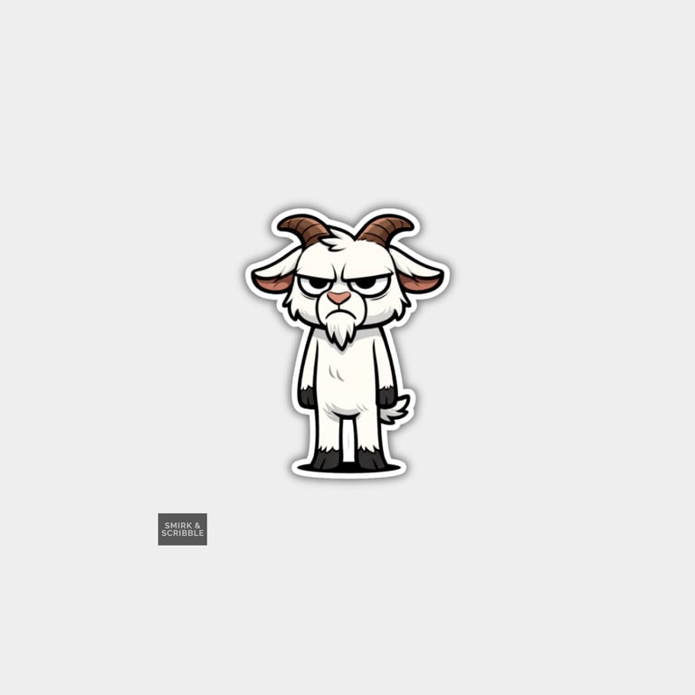 Funny Novelty Vinyl Sticker - Grumpy Goat 