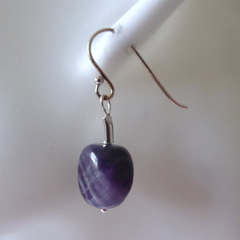 Sterling Silver & Chevron Amethyst Single Earring