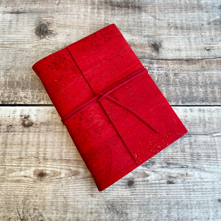 A6 Cork Journal in Vibrant Red