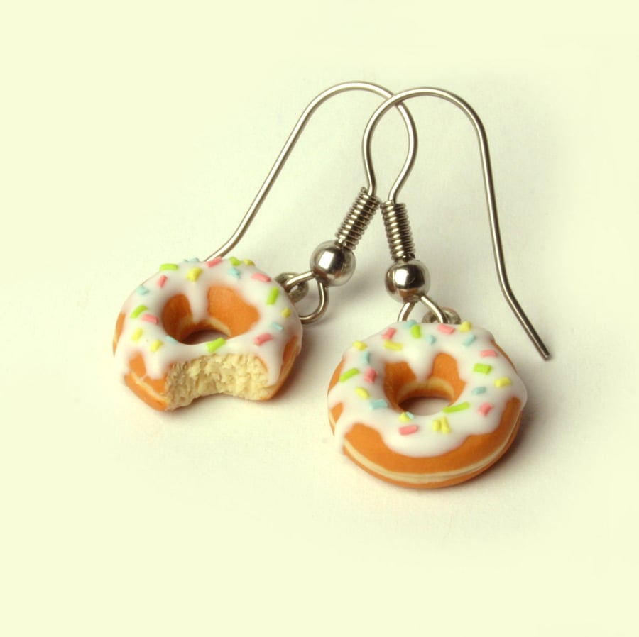 White with sprinkles Doughnut earrings