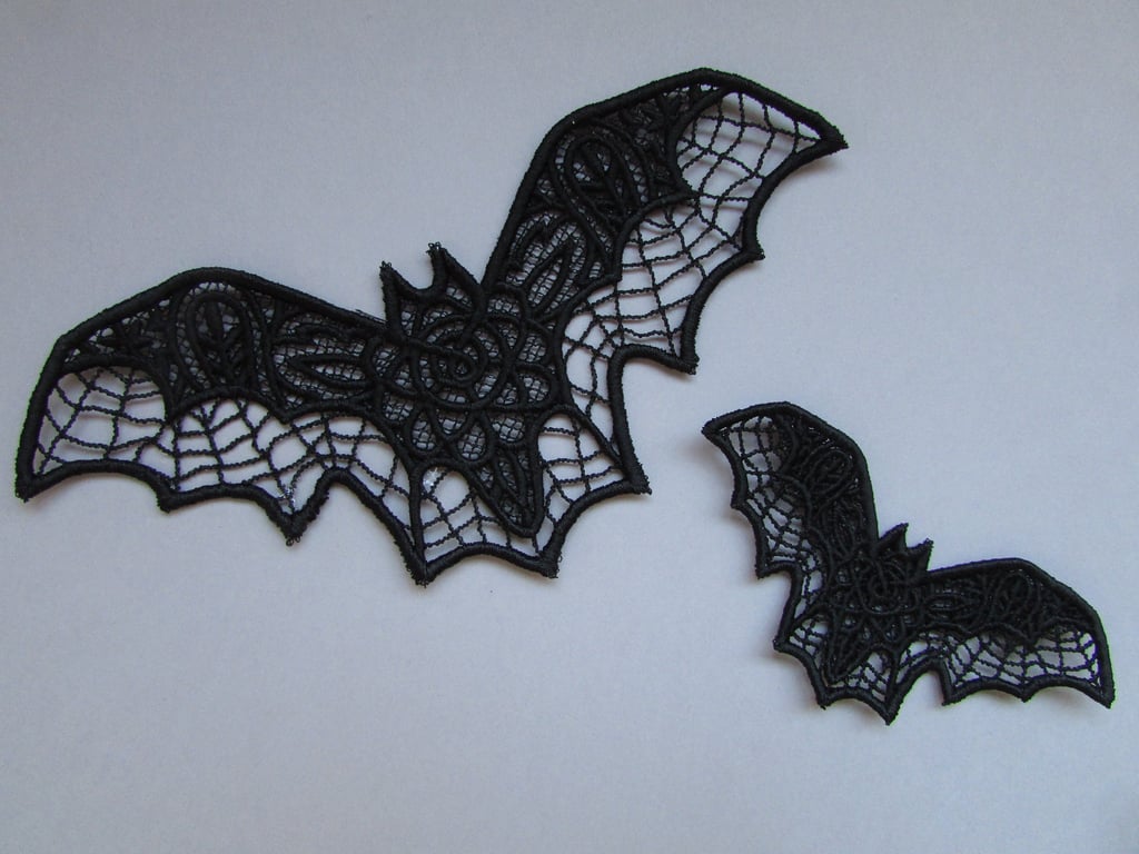 Embroidered Bat Lace Applique SMALL SIZE