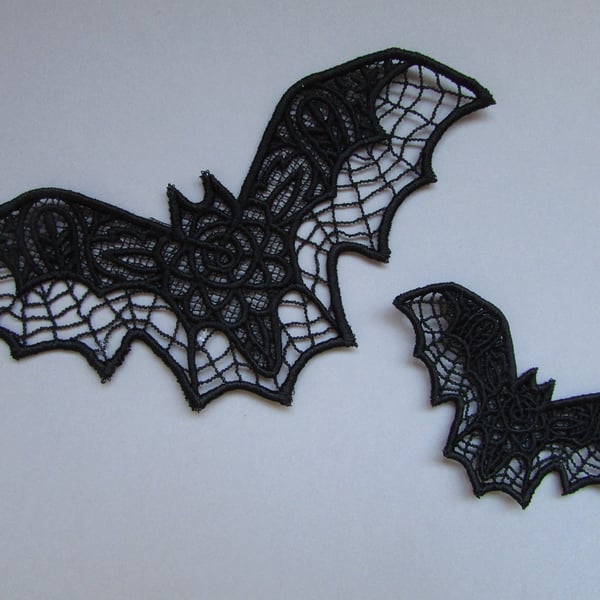 Embroidered Bat Lace Applique SMALL SIZE