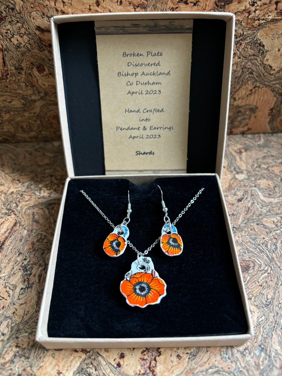 Handmade Pendant & Earrings Unique Jewellery Set Eco Friendly Gifts.