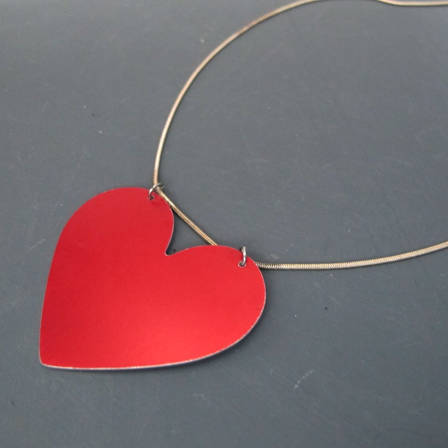 Large Anodised Aluminium Heart Pendant
