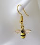 Pretty Black and Yellow Enamel Bee Earrings with gold plated ear-wires - Image 4