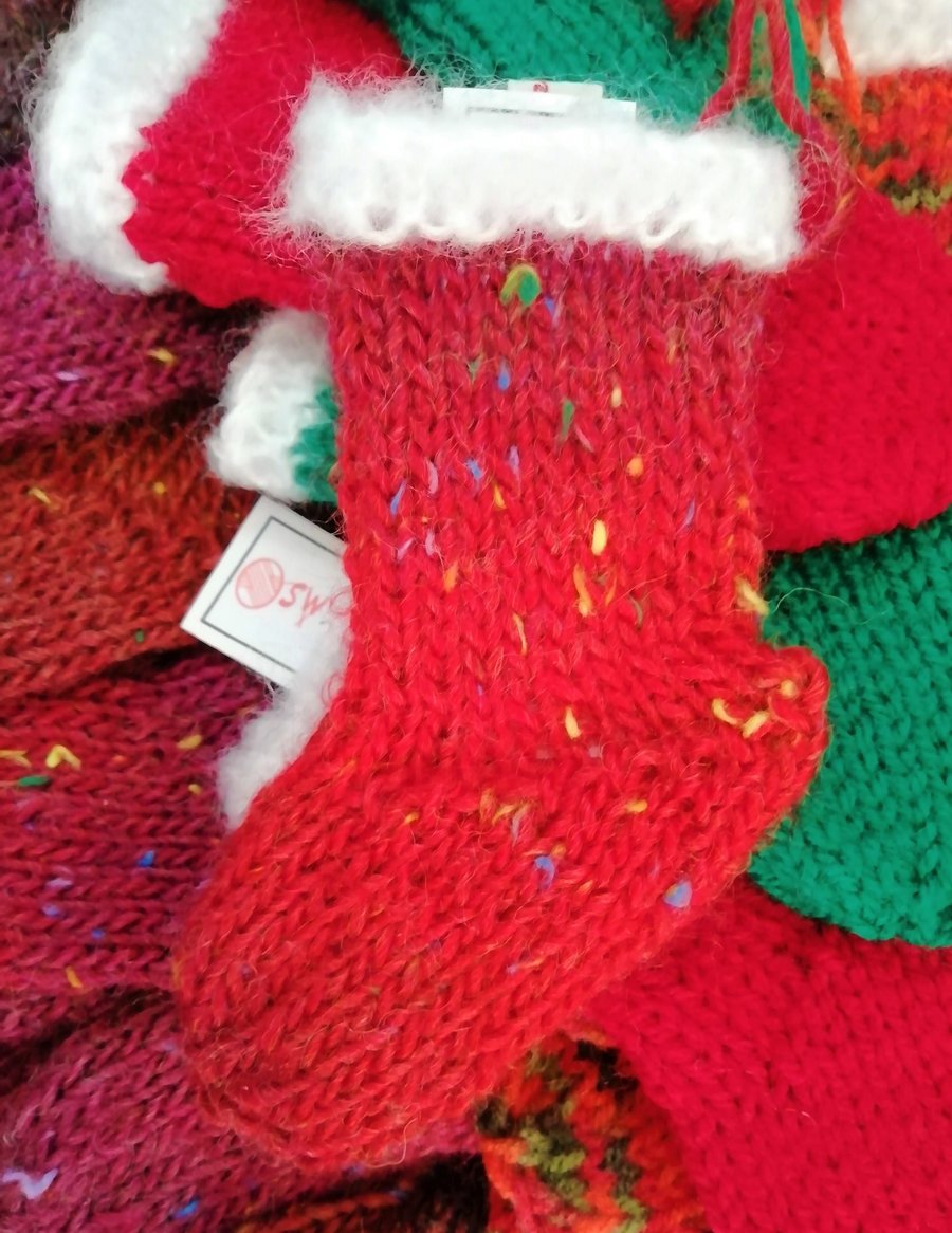 Mini Christmas Stockings Hand Knit Pattern