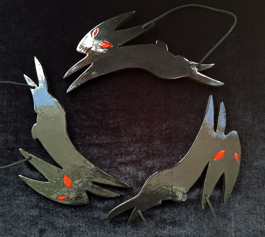 Black Rabbit of Inlé - ceramic hanging decoration