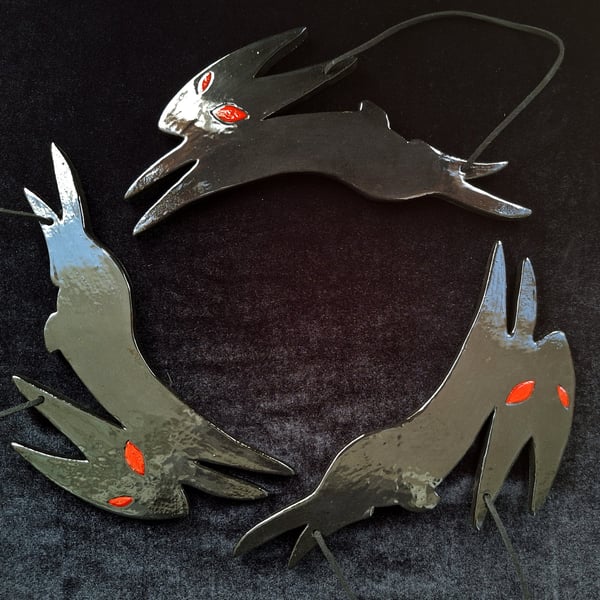 Black Rabbit of Inlé - ceramic hanging decoration
