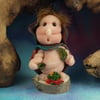 Tiny affable Earth Troll 'Solly' 2" OOAK Sculpt by Ann Galvin